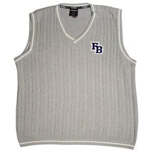 Vintage FUBU Sweater Vest Mens Size XXL Gray Preppy Stripes Cable Knit 90s Y2K